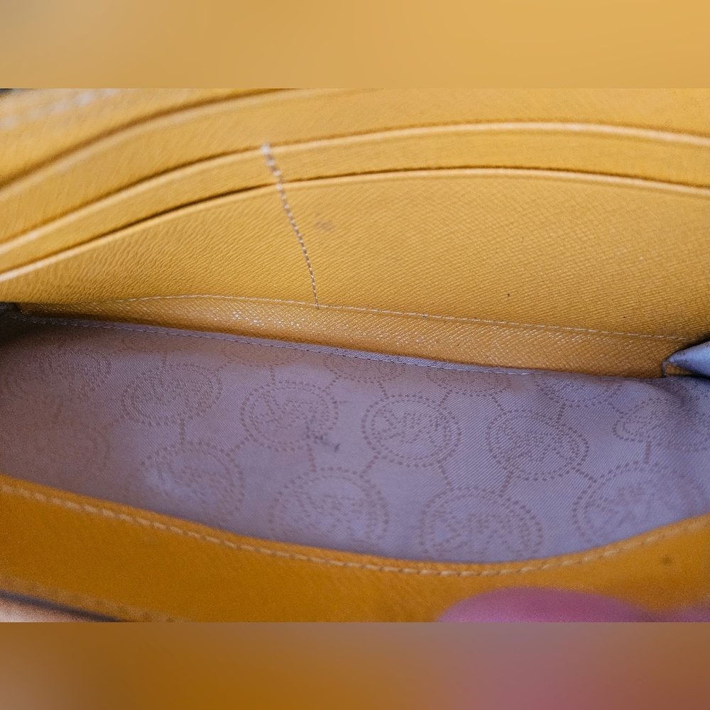 Michael Kors Yellow Saffiano Leather Crossbody Clutch with Dragonfly Charm - Picture 6 of 10